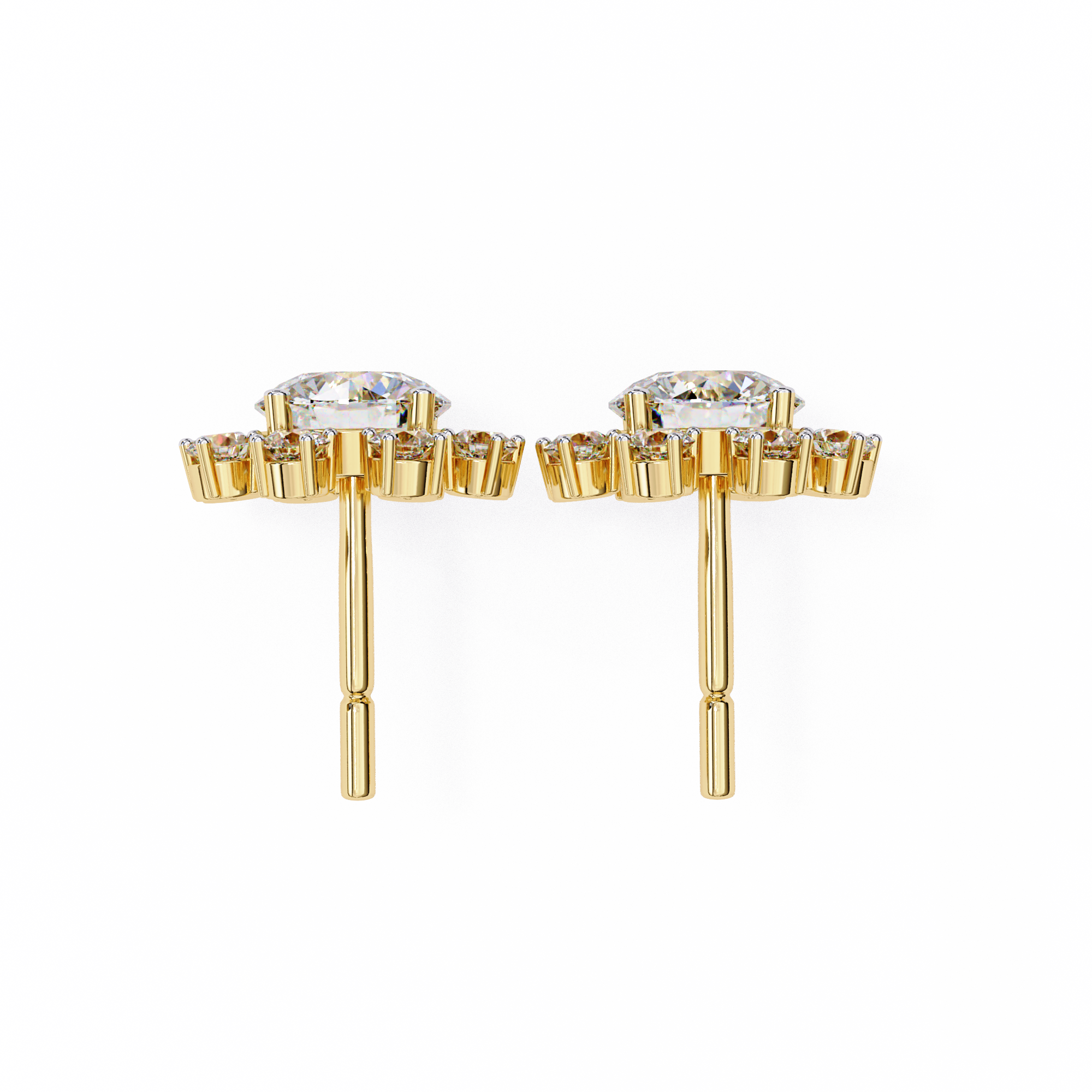 1.22ct Floral Halo Diamond Stud Earrings – Solitairekart